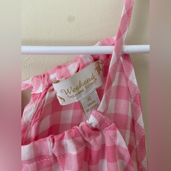 Weekend Suzanne Betro Women’s Pink White Gingham Cottage Core Gauzy - Picture 6 of 6